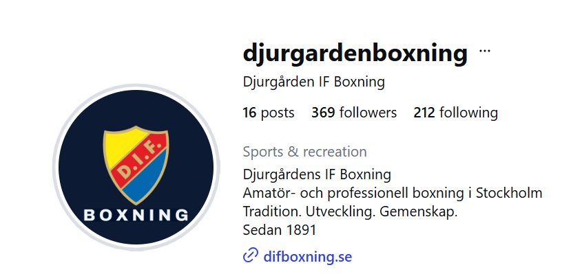 Ny Instagramsida för Djurgården Boxning