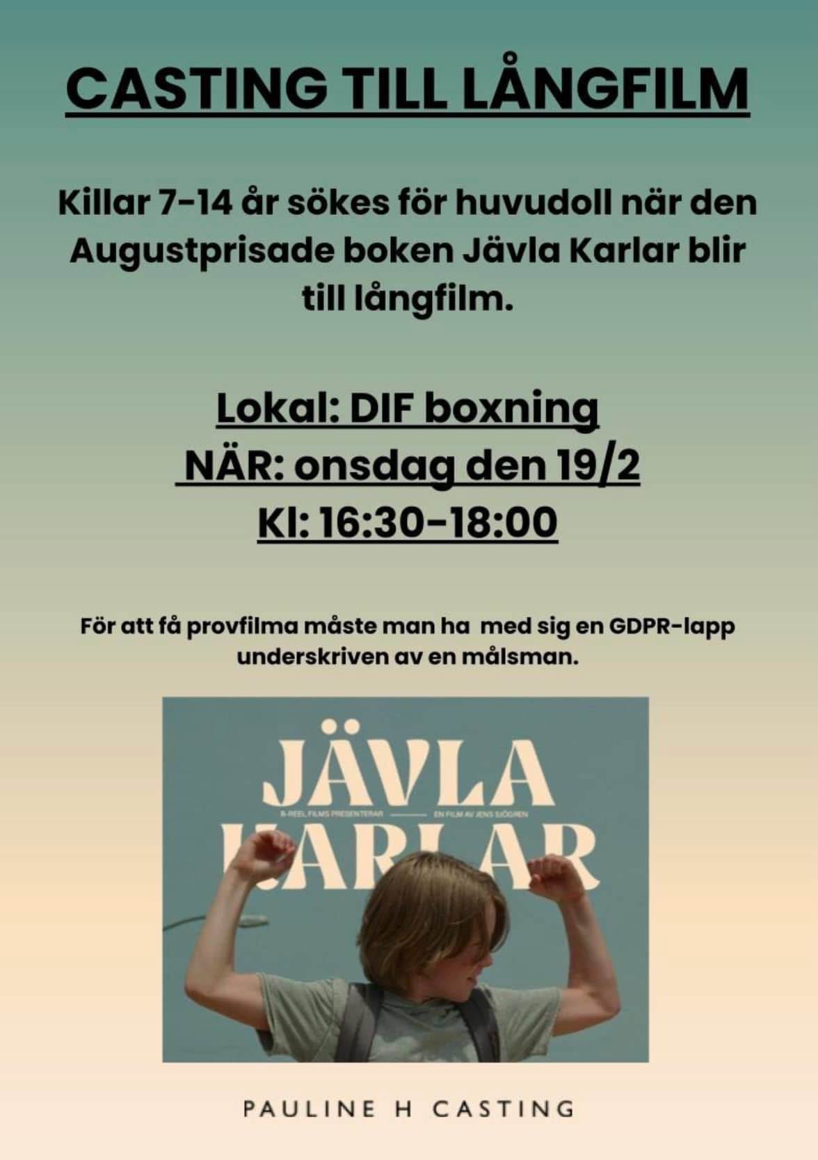 Casting i klubblokalen till filminspelning